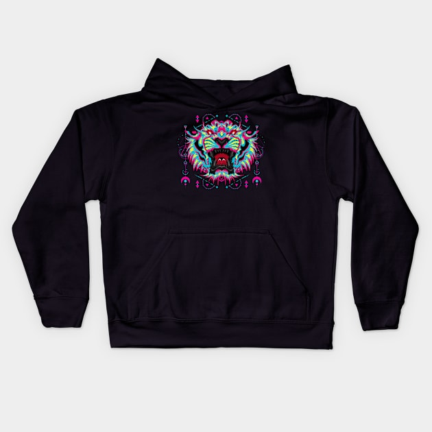 tiger head classic popart Kids Hoodie by SHINIGAMII